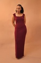 Skin low neck cap sleeve maxi