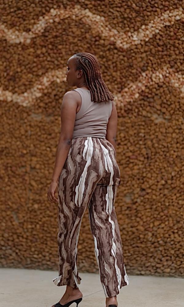 Brown Haze pattern wide leg pant