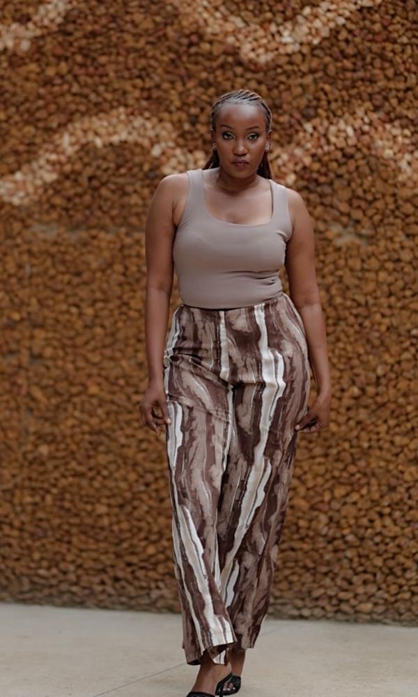 Brown Haze pattern wide leg pant