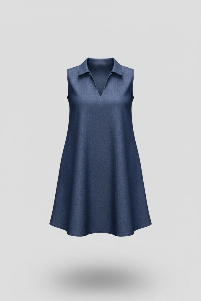 Denim Collared Short Dress