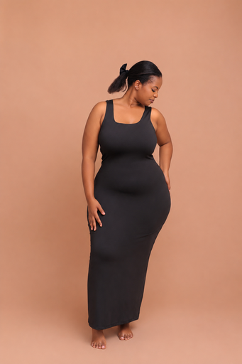 Skin Lowneck Maxi Dress — Black