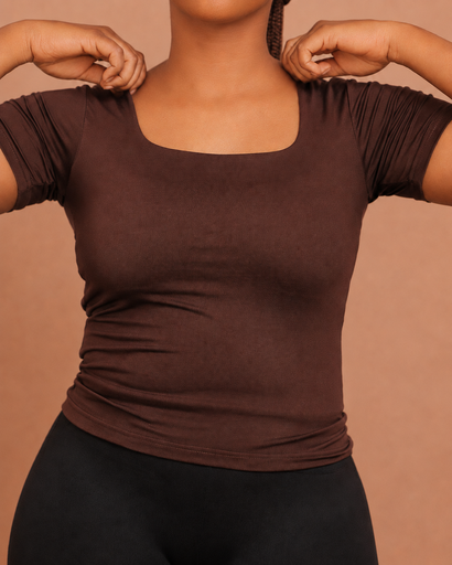 Basic Tee Short Sleeve Lowneck — Coffee Brown