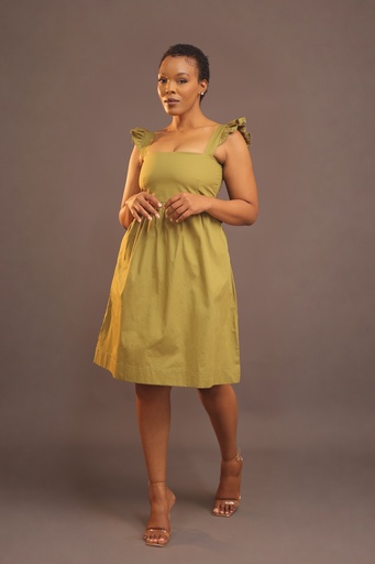 Solana Open-Back Short Dress — Green