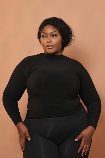 Long-Sleeve High-Neck Basic Top