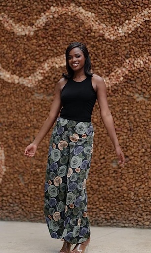 Grain garden pattern wide leg pant