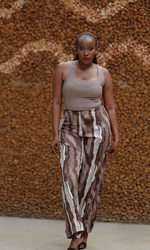 Brown Haze pattern wide leg pant